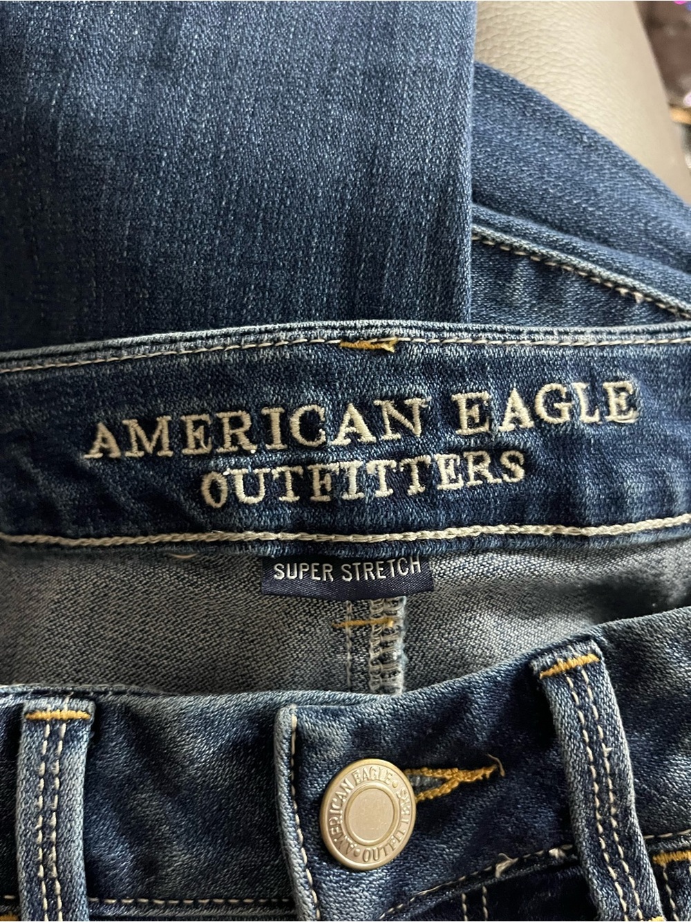 American Eagle Hi-Rise Artist Flare Jeans Women’s 6 X Long Super Stretch Blue - Picture 10 of 11